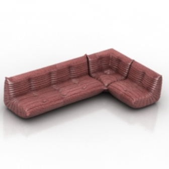 Red Plush Long Sofa