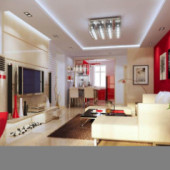 Modern Stylish Living Room 3d Max