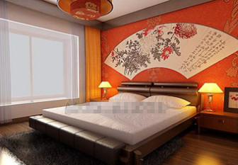 Chinese Style Orange Simple Bedroom