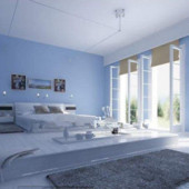 Comfortable Minimalist Light Blue Bedroom
