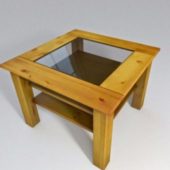 Wooden Table With Glass Plate