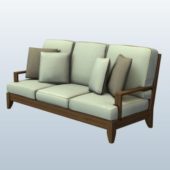 3 Seats Wooden Sofa