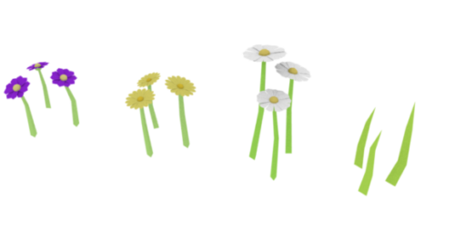 Low Poly Flowers & Grass