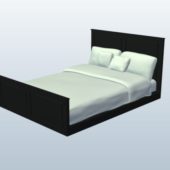 Full Size Bed With White Sheets Black V1
