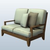 2 Seats Sofa Wooden Handles