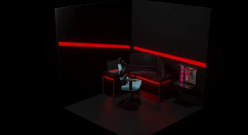 Gaming Room Scene Free 3D Model .Blend 123Free3DModels