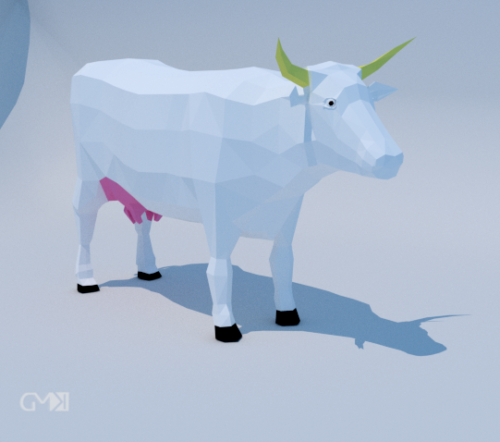 Low Poly Cow Animal