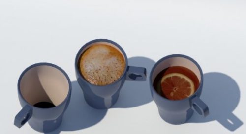 Three Cups On Desk
