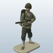 Wwii Soldier With Gun Character