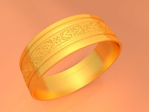 Wedding Golden Ring With Decoration