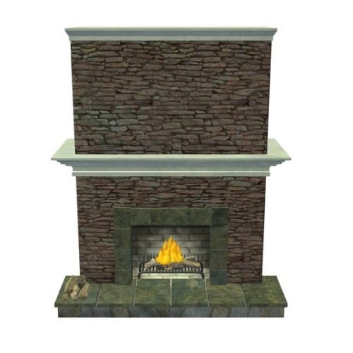 Building Stone Fireplace 3D Model - .Obj, .Stl - 123Free3DModels