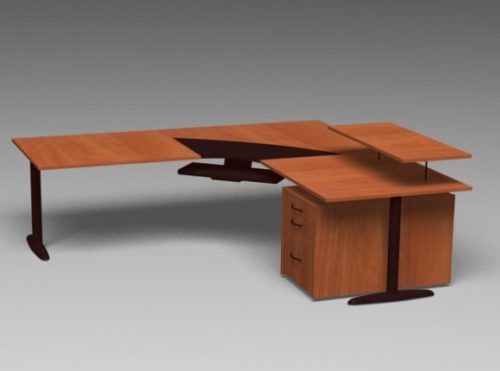 L Shaped Wooden Office Desk