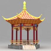 Ancient Red Chinese Pavilion