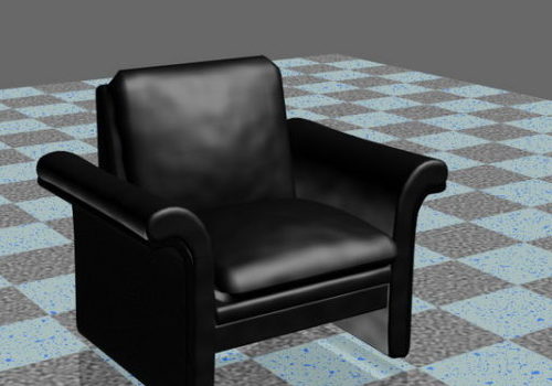 Furniture Black Leather Club Chair