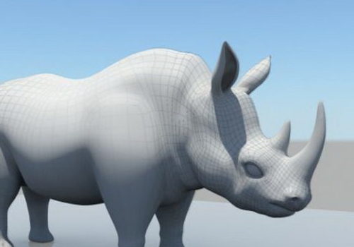 White Rhino Lowpoly Animal
