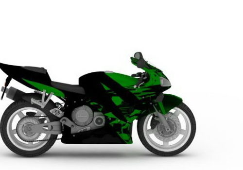 Modern Green Sport Motorcycle