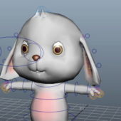Cartoon Cut Rabbit Character Rigged
