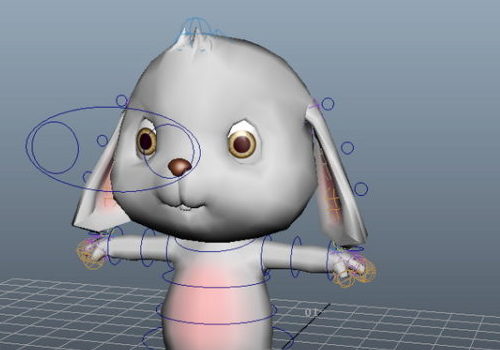 Cartoon Cut Rabbit Character Rigged