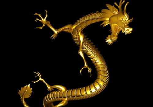 Chinese Dragon Golden Statue