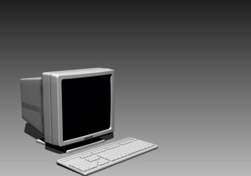 Square Crt Monitor With Keyboard