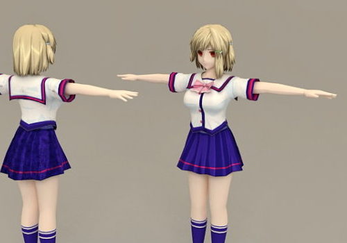 Cute Anime Schoolgirl Character