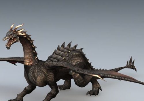 Black Dragon Animal 3D Model - .Lwo, .Ma, Mb, .Max, .Obj - 123Free3DModels