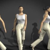 Woman White Dress Walking Pose | Characters V1