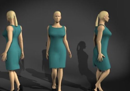 Lowpoly Woman In Walking Pose | Characters
