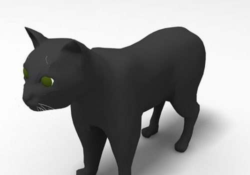 Black Cat Lowpoly Pet Animals