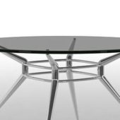 Glass Round Dining Table Steel Frame Furniture