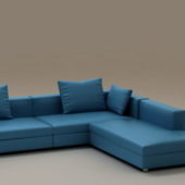 3 Pieces Blue Fabric Sectional Sofa | Furniture