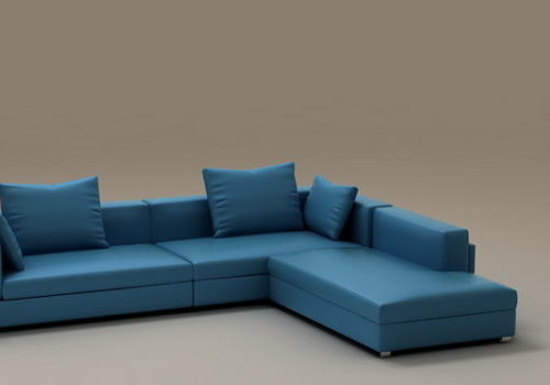 3 Pieces Blue Fabric Sectional Sofa | Furniture