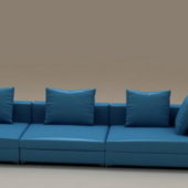 Three Seaters Blue Fabric Sectional Sofa | Furniture
