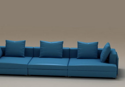 Three Seaters Blue Fabric Sectional Sofa | Furniture