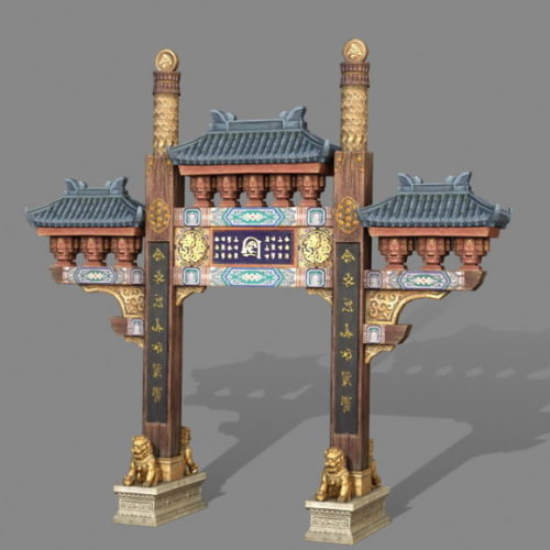 Vintage Ancient Chinese Paifang Gate