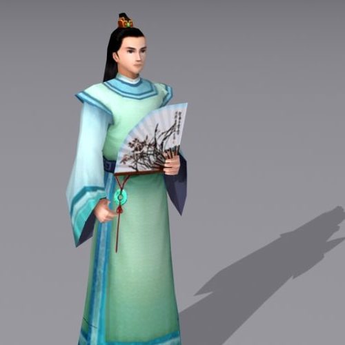Ancient Character Chinese Young Male Scholar 3D Model - .Max ...