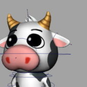 Animated Cartoon Cow Rigged Character