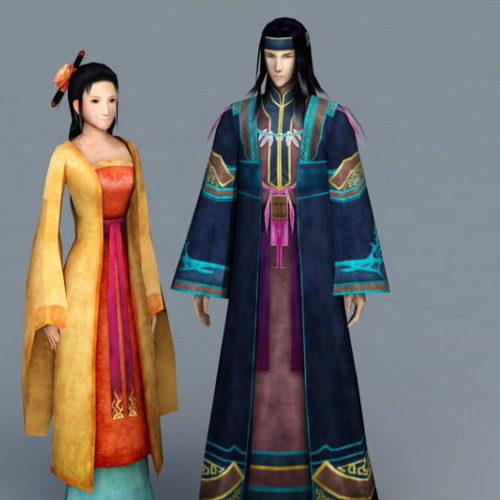 Anime Character Chinese Couple 3D Model - .Max - 123Free3DModels