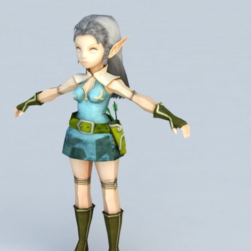 Anime Character Elf Girl Archer Free 3D Model - .Max - 123Free3DModels