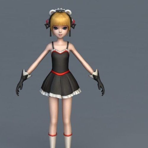 Anime Character Girl Rigged Animated 3d Model Max 123free3dmodels 