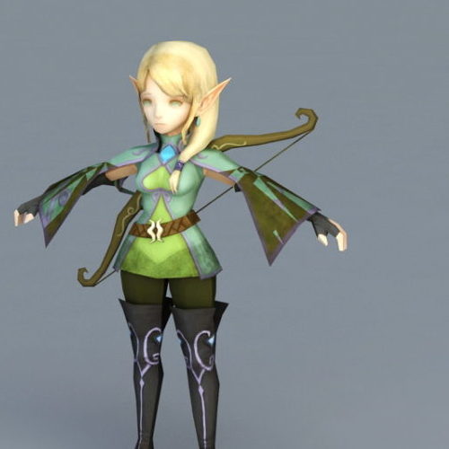 Anime Character Girl Elf Archer Free 3D Model - .Max, .Obj - 123Free3DModels