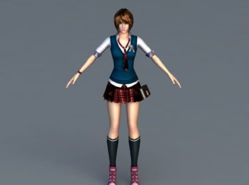 Anime Character High School Girl Rig Free 3d Model Max 123free3dmodels