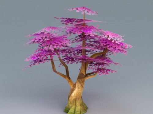 Cartoon Purple Tree Lowpoly