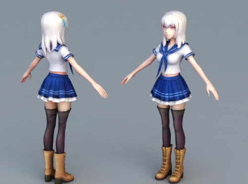 Anime Japanese School Girl Character