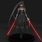 Anime Character Sword Girl Warrior