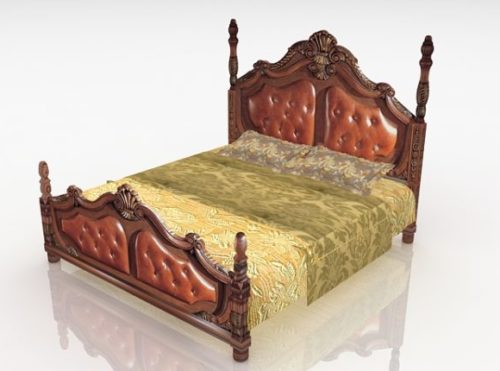 Antique Wooden Bed Victorian Style