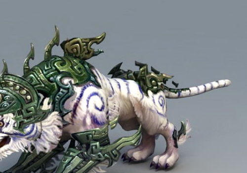 Armored White Tigert Fantasy Animal
