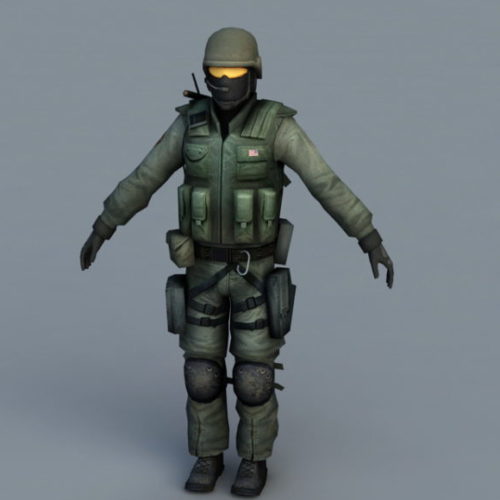 Army Soldier Character 3D Model - .3ds, .Max, .Obj - 123Free3DModels