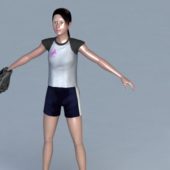 Asian Baseball Girl Character