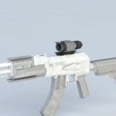 Gun Assault Rifle With Laser Scope
